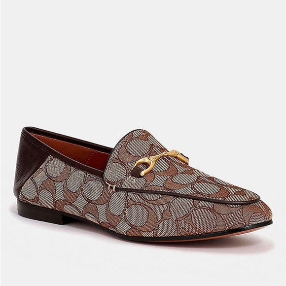 Coach / Hayley Brown Signature Jacquard Horsebit Slip-On Loafers Shoes Sz 8 - Picture 1 of 3